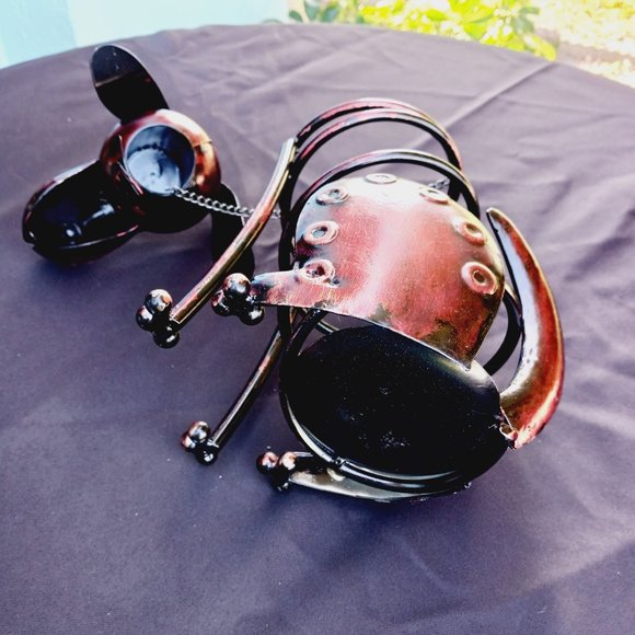 Wine Bottle Holder Dog - Metal Sculpture - Wine Rack Decor - Bloodhound/Beagle - Picture 7 of 11